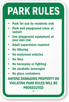 rules park sign playground league social kickball club bandit ga spring only use sport