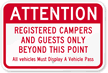 Attention - Registered Campers And Guests Only Sign