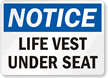 Life Vest Under Seat Sign