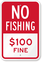 No Fishing with Fine Sign