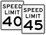 40 MPH & 45 MPH Signs