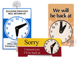 Clock Signs   We Will Return Signs