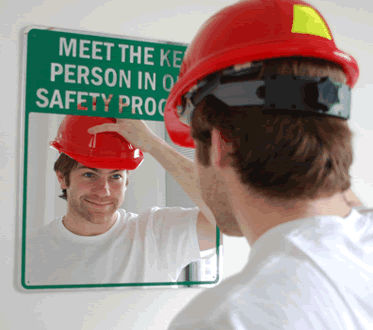 Mirror Message Signs   Safety Messages printed right on a Mirror!