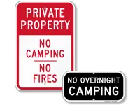 No Camping Allowed Signs   No Camping Signs