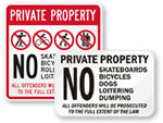 Private Property No Bicycling Allowed Signs
