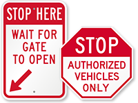 Parking Gate and Stop at Gate Signs