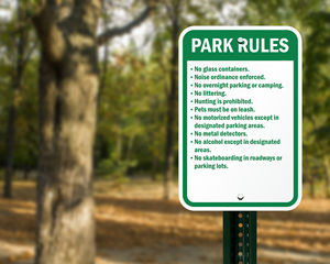 Campground park rules sign