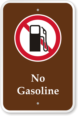 No Gasoline Sign - Campground, Park & Guide Signs, SKU: K-8084