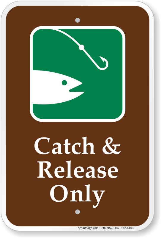 Set your fishing rules clearly with bold signage. Campsites can be managed  better with signs conveying important instructions like this one for