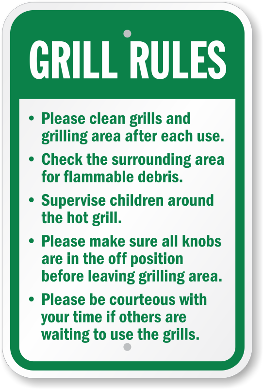 Grill Rules, Clean Grills Sign | Ships SKU: K-0161