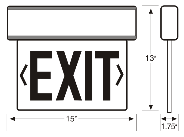 New York-Approved Edge-Lit Exit Sign, LED Lighting
