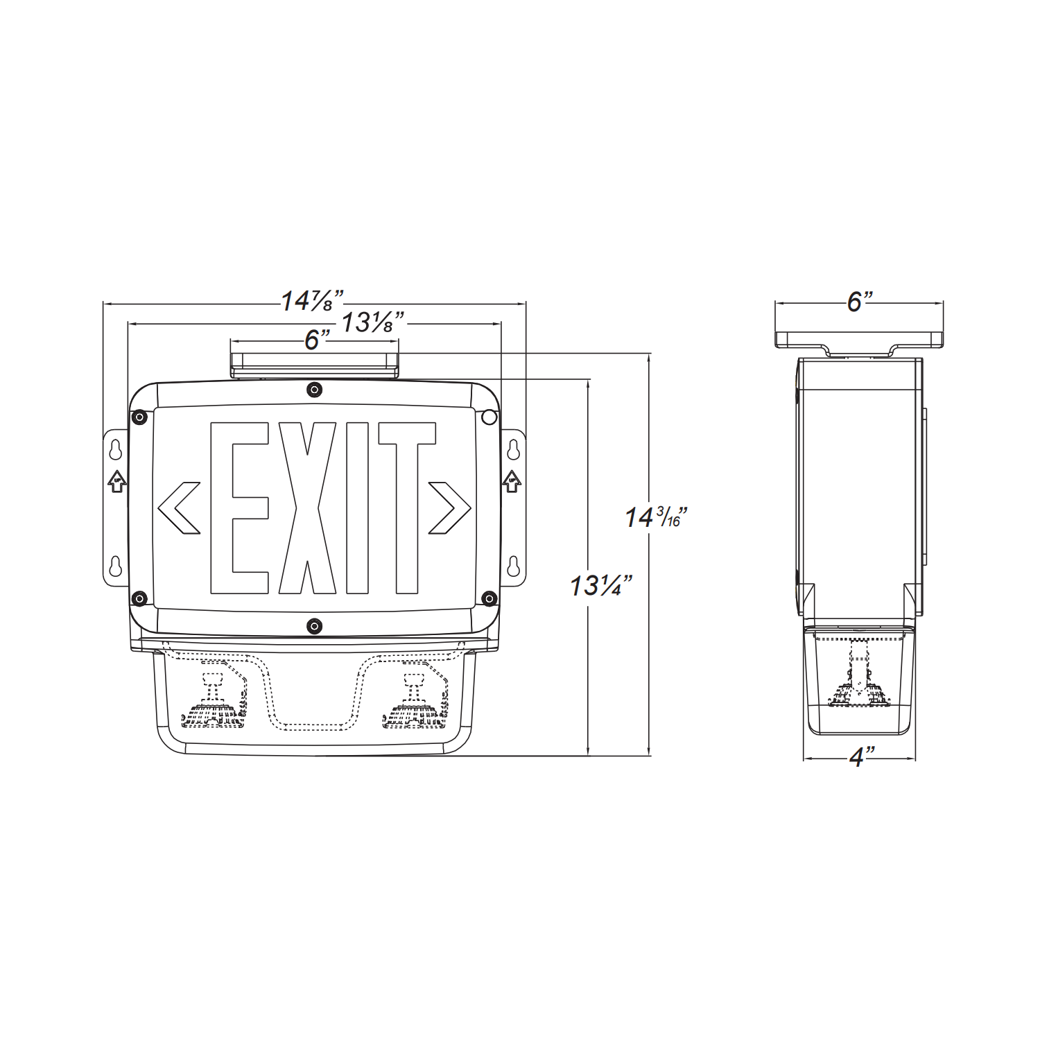 12W Wet Location LED Combo Exit Sign