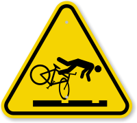 ISO Cyclist Trip Hazard Streetcar Tracks Symbol Sign