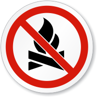 No Campfire Symbol ISO Prohibition Circular Sign