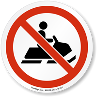 No Snowmobiling ISO Prohibition Sign