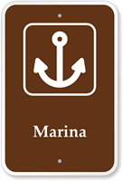 Marina Campground Park Sign with Graphic