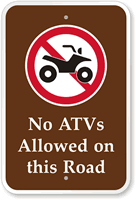 No ATVs Allowed On Trail Campground Sign