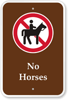 No Horses Campground Park Sign
