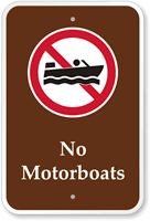 No Motorboats Campground Park Sign