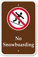 No Snowboarding Campground Park Sign