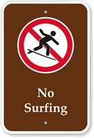 No Surfing Campground Park Sign