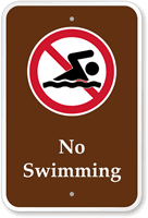 No Swimming Campground Park Sign