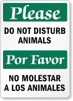 Bilingual Please Do Not Disturb Animals Sign