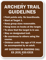 Custom Archery Trail Guidelines Sign