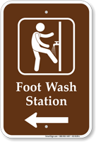 Foot Wash Station Sign with Left Arrow
