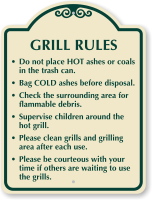 Grill Rules clean grills and grilling area sign