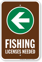 License Needed Left Arrow Fishing Sign