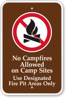 No Campfires Allowed On Camp Sites Campground Sign