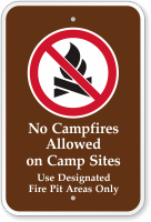 No Campfires Allowed On Camp Sites Sign