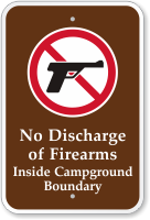 No Discharge Of Firearms Inside Campground Boundary Sign