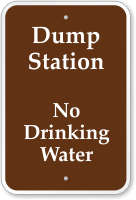 Dump Station, No Drinking Water Campground Sign