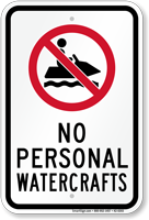 No Personal Watercraft Sign with Jet SKI Symbol