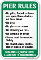 No Pets Glass Containers Pier Rules Sign