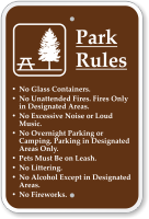 Park Rules Fires Only In Designated Areas Sign