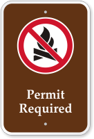 Permit Required No Campfire Symbol Campground Sign