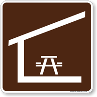 Picnic Shelter Symbol Sign For Campsite