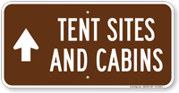 Tent Sites Cabins Ahead, Campground Guide Sign