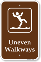 Uneven Walkways Campground Sign With Symbol
