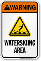Warning Waterskiing Area Water Safety Sign