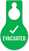 Evacuated With Tick Symbol Door Hang Tag