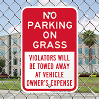 No Parking On Grass Signs
