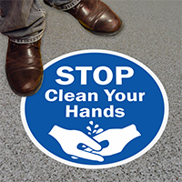 Stop Clean Your Hands with Graphic Sign