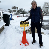 Icy parking lot warning sign