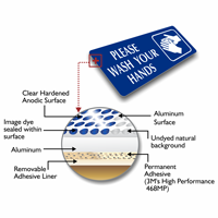 Prominent Warning Diamond Plate Door Sign for Handwashing