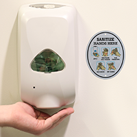 Diamond Plate Design Sanitization Door Sign