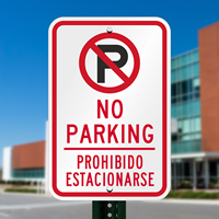 Bilingual Restricted Parking Sign